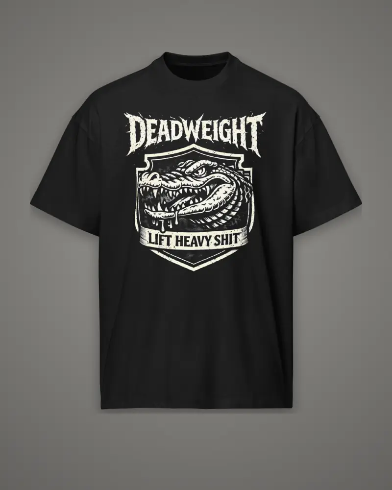 Black oversized box tee, gator shield graphic, front