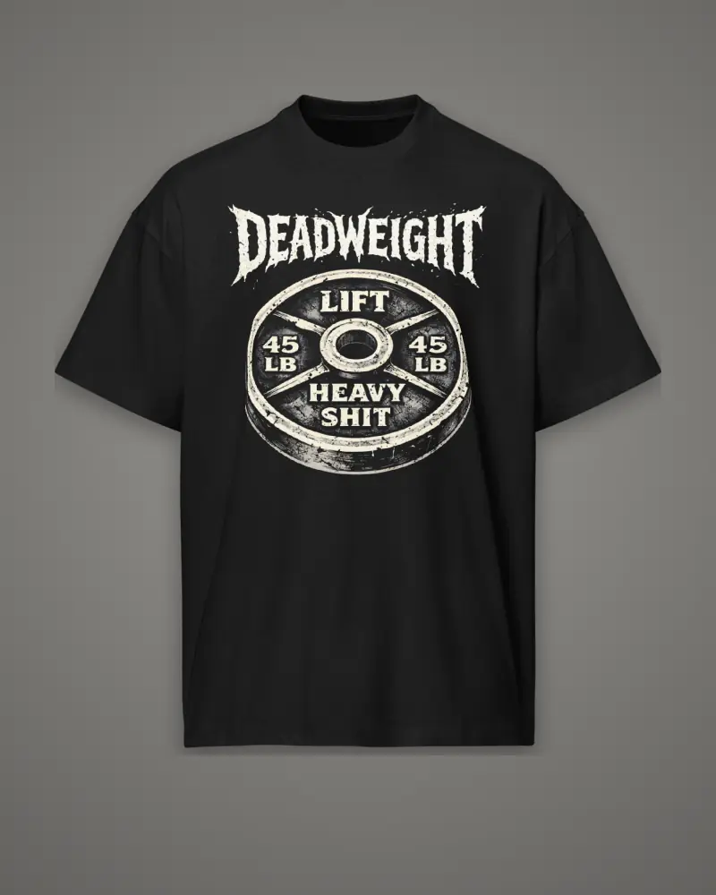 Black oversized box tee, distressed 45 plate, front
