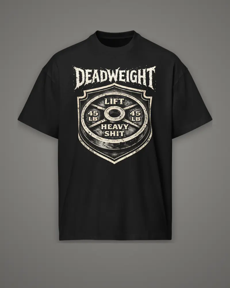 Black oversized box tee, plate shield graphic, front