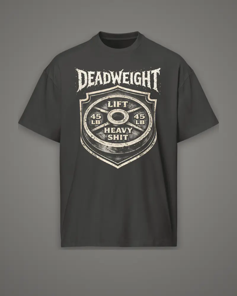 Vintage Black oversized box tee, plate shield graphic, front